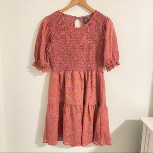 NWT Wild Fable Pink Puff Sleeve Floral Dress